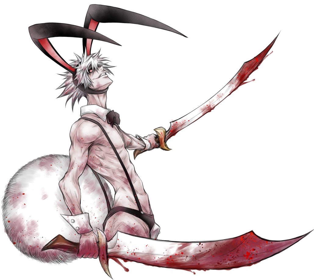 1boy, akatsuki_akira, animal_ears, black_eyes, blood, bloody_weapon, bow, bowtie