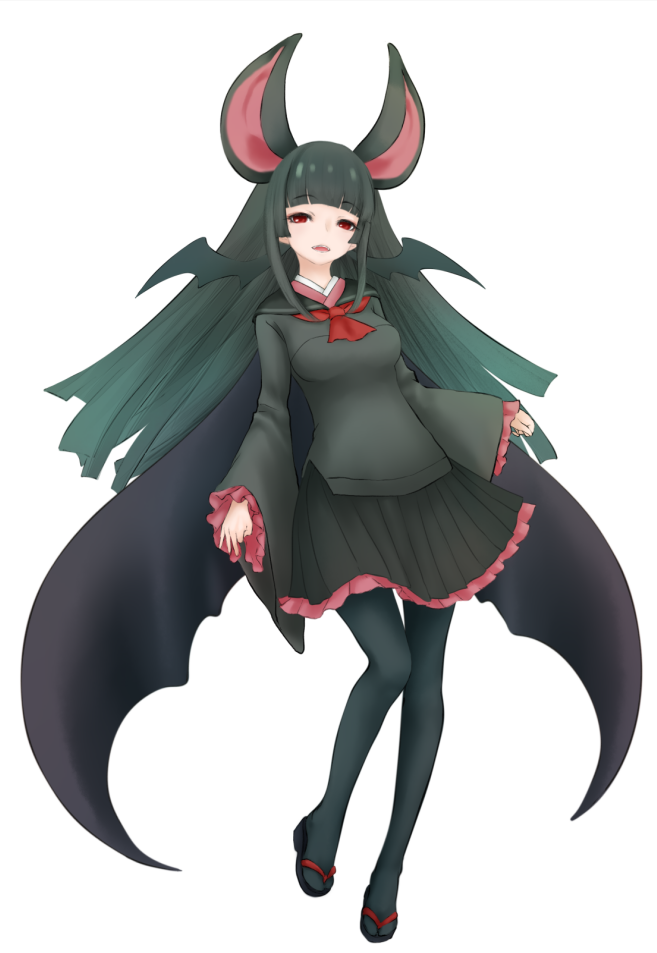 10s, 1girl, animal_ears, bat_ears, bat_wings, cape, female_focus, fraternal_myotis_(kemono_friends)