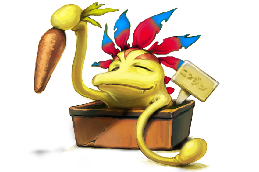 bad_id, bad_pixiv_id, carrot, digimon, digimon_(creature), digimon_adventure, closed_eyes, fang