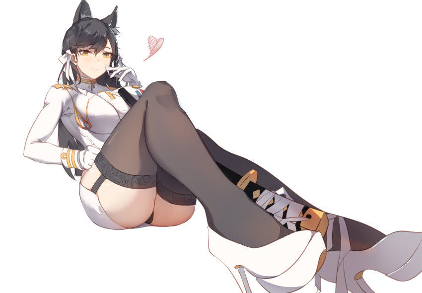 1girl, animal_ears, ass, atago_(azur_lane), azur_lane, black_hair, black_panties, black_thighhighs