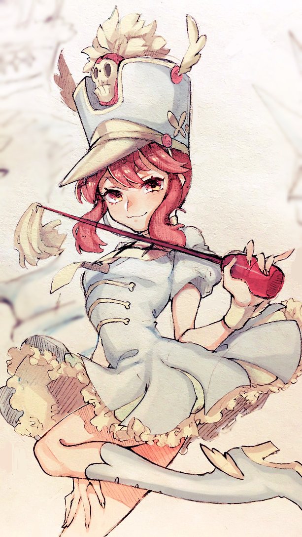 1girl, dress, female_focus, hat, holding, honda_(obon), jakuzure_nonon, kill_la_kill