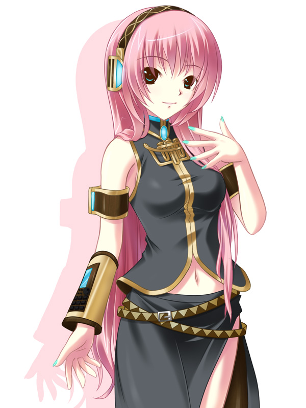 1girl, amino, amino_kohaku, female_focus, green_eyes, long_hair, megurine_luka, nail_polish