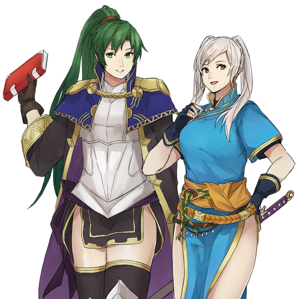 2girls, armor, breasts, cape, cleavage, cosplay, costume_switch, female_robin_(fire_emblem)