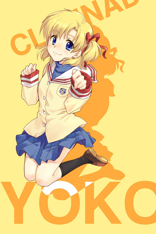 00s, 1girl, :3, blonde_hair, blue_eyes, clannad, female_focus, genderswap