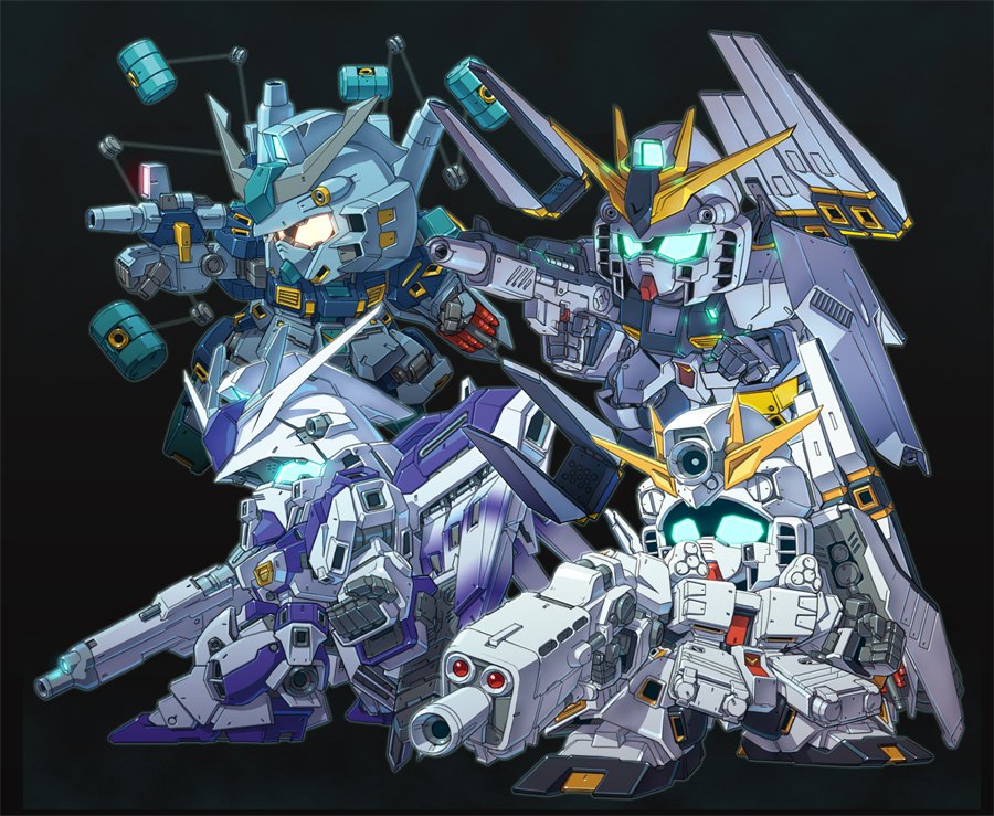 anniversary, arm_cannon, beam_rifle, blue_eyes, char's_counterattack, char's_counterattack_-_beltorchika's_children, chibi, clenched_hand