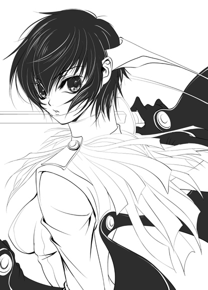 1girl, atlus, cosplay, female_focus, greyscale, monochrome, persona, persona_4