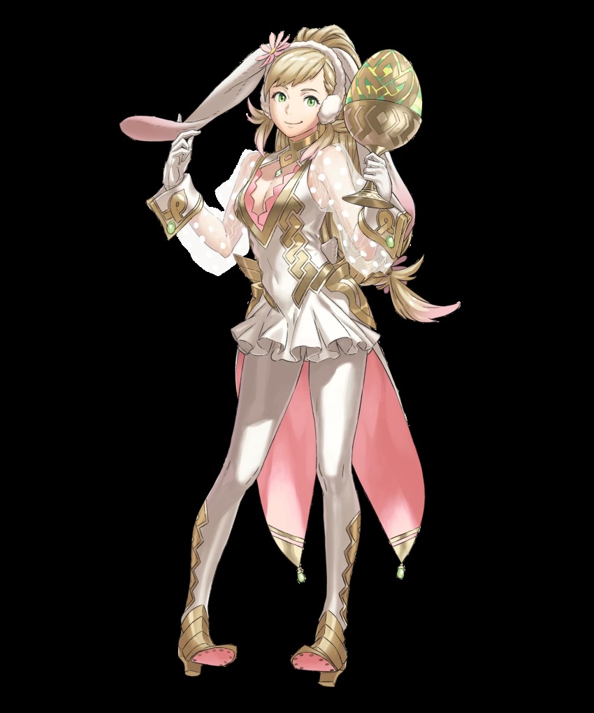 1girl, animal_ears, blonde_hair, breasts, cleavage, cleavage_cutout, clothing_cutout, cup