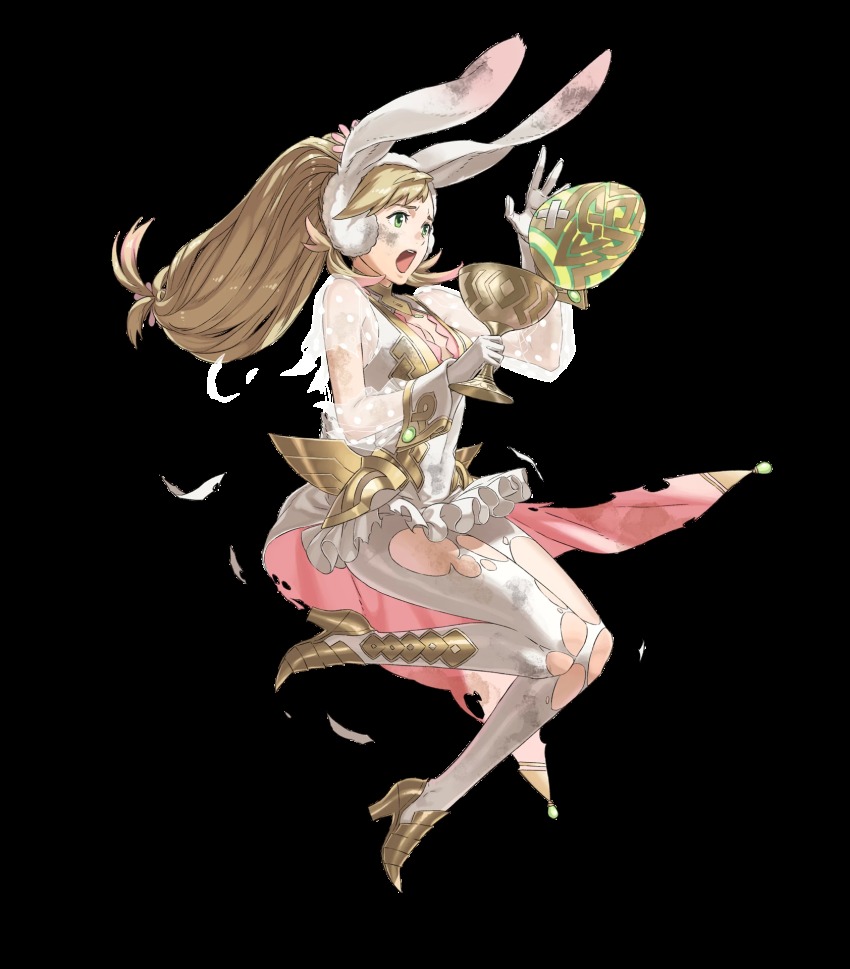 1girl, animal_ears, blonde_hair, breasts, cleavage, cleavage_cutout, clothing_cutout, cup