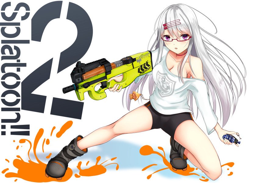 1girl, absurdres, anchor_print, bike_shorts, black_shorts, boots, breasts, chain