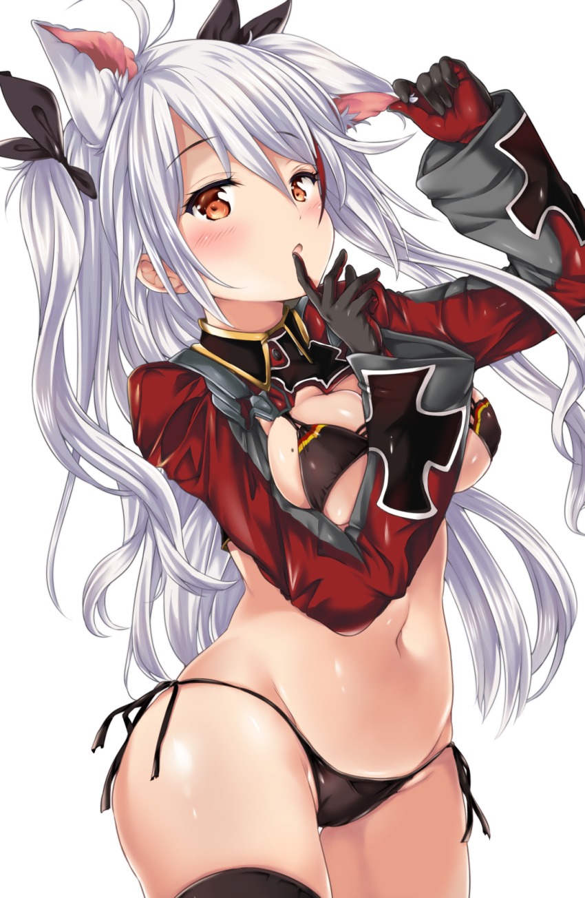 1girl, :o, ahoge, animal_ears, arm_up, azur_lane, bad_id, bad_pixiv_id