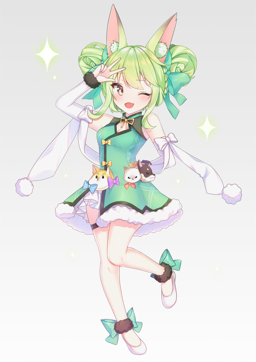 1girl, ;d, animal_ear_fluff, animal_ears, art556_(girls'_frontline), art556_(white_cabbage)_(girls'_frontline), blush, braid