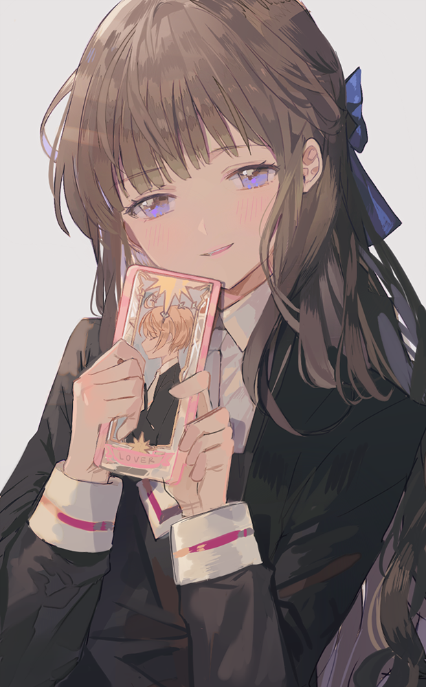 1girl, bad_id, bad_pixiv_id, black_hair, blue_bow, blunt_bangs, blush, bow