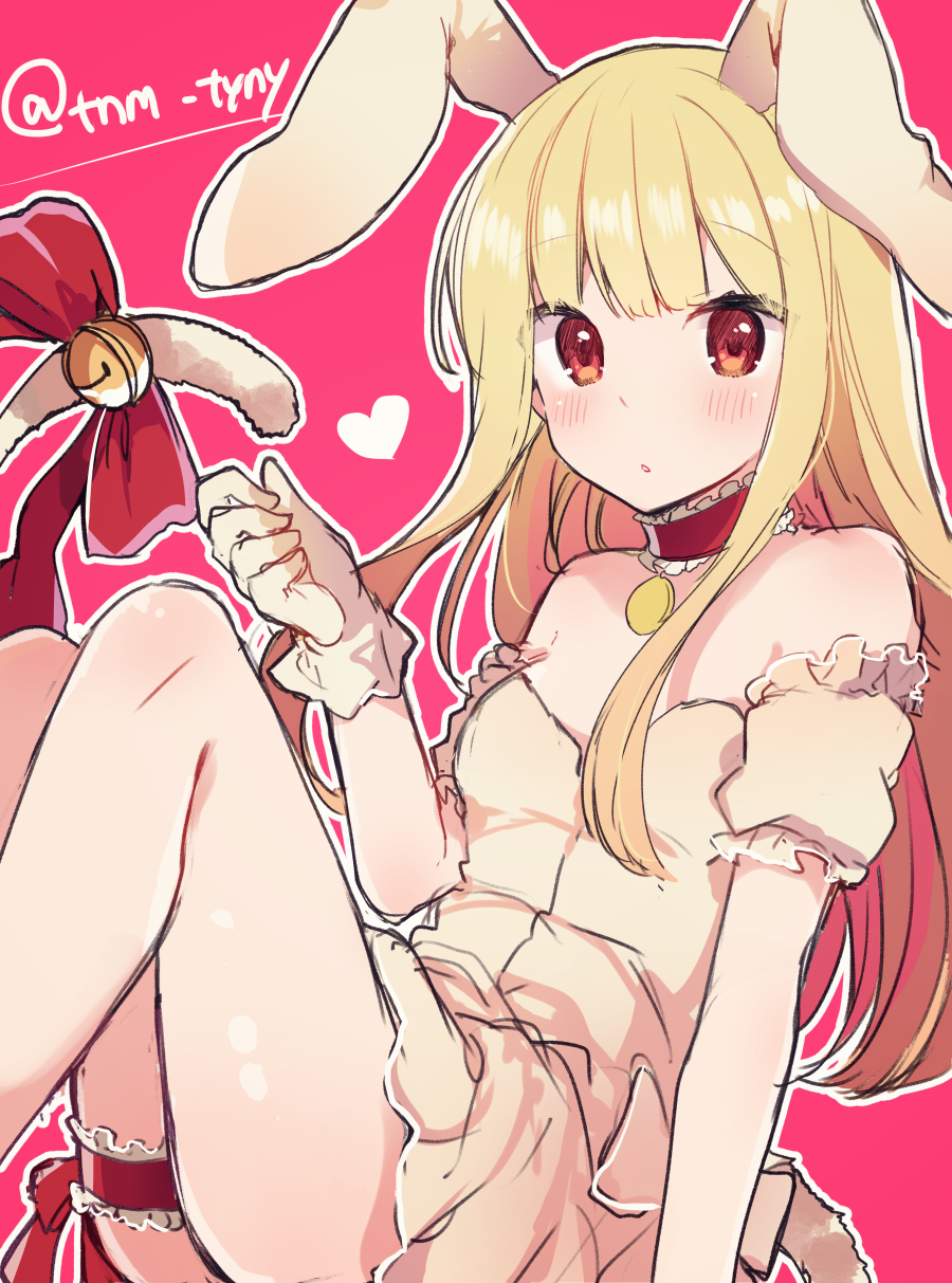 1girl, animal_ears, bad_id, bad_pixiv_id, bare_shoulders, bell, blonde_hair, breasts