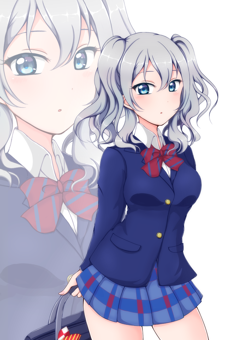 10s, 1girl, :o, alternate_costume, arms_behind_back, bag, blazer, blue_eyes