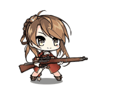 >_<, 1girl, aged_down, ahoge, animated, animated_gif, bolt_action, brown_hair