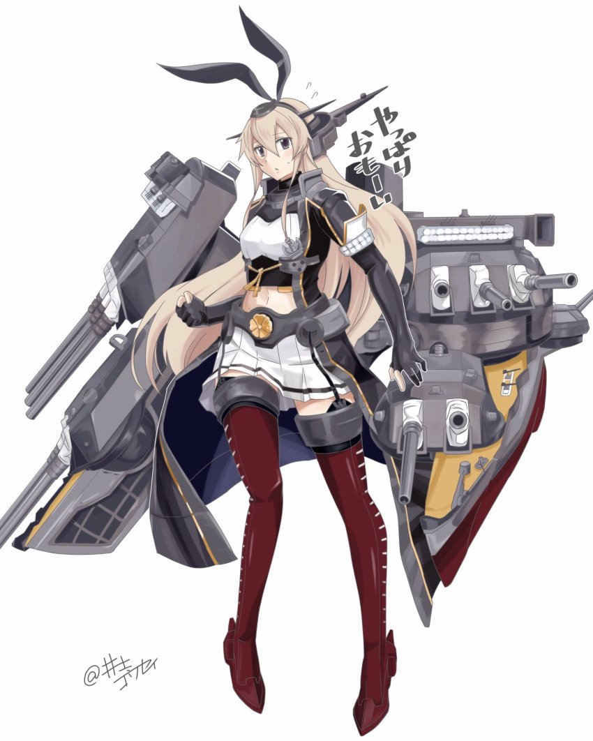 1girl, animal_ears, black_eyes, black_gloves, blonde_hair, cannon, commentary_request, cosplay