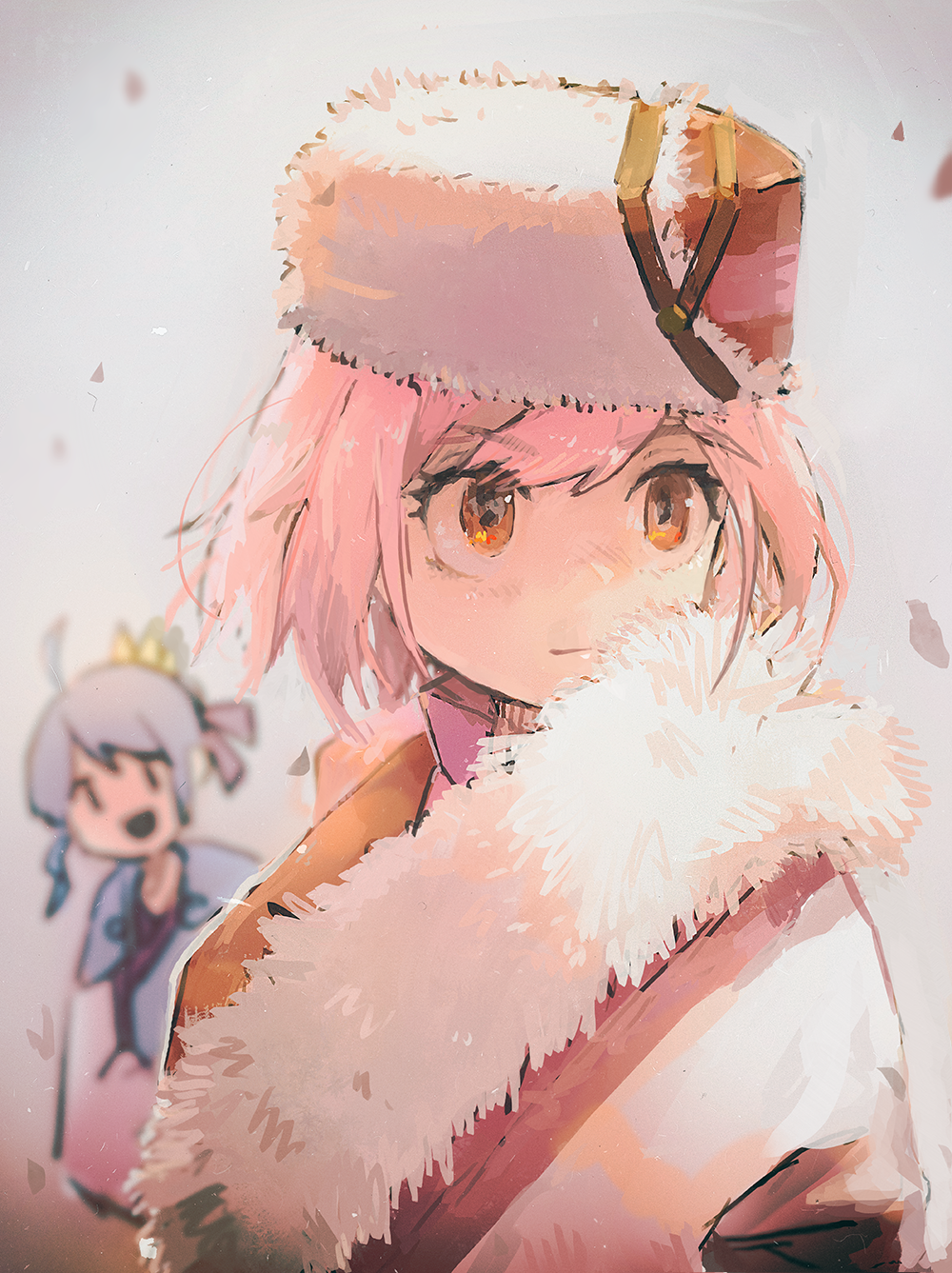 1boy, 1girl, hat, highres, kairi_(murasaki), kareido_(kaleidoscope), murasaki_(game), pink_hair