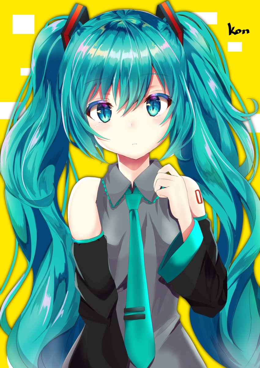 1girl, absurdres, aqua_eyes, aqua_hair, artist_name, bad_id, bad_pixiv_id, detached_sleeves