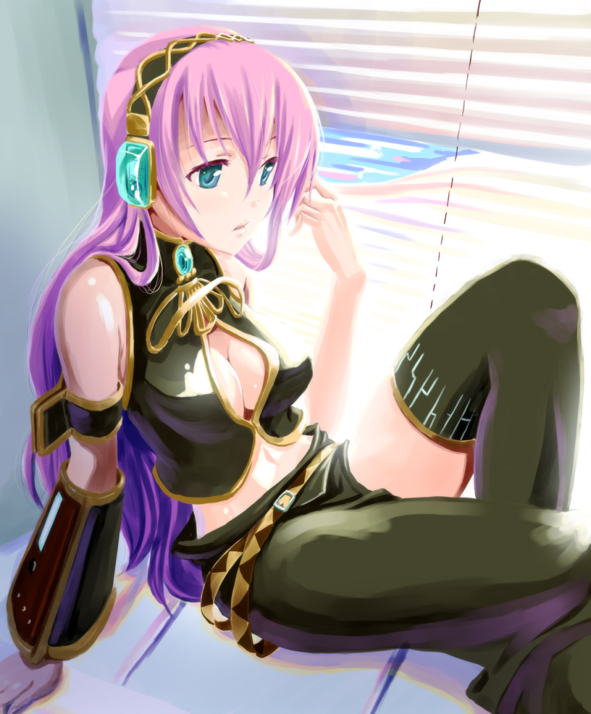 1girl, female_focus, futari_no_ana, highres, long_hair, megurine_luka, pink_hair, sitting