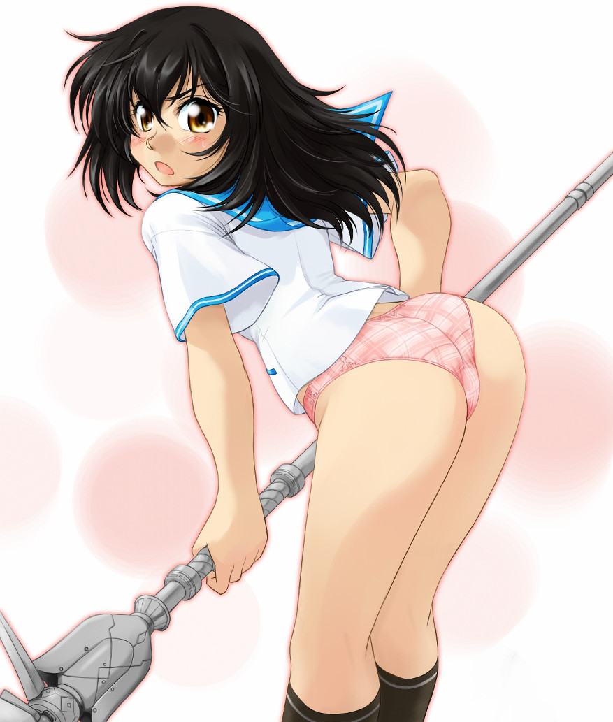 10s, ass, black_socks, himeragi_yukina, kneehighs, no_pants, panties, ranbu_hararin