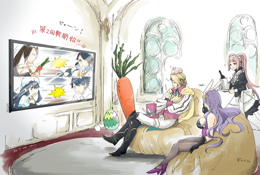 alfonse_(fire_emblem), alfonse_(spring_prince)_(fire_emblem), animal_ears, apron, blonde_hair, blue_eyes, blush, braid