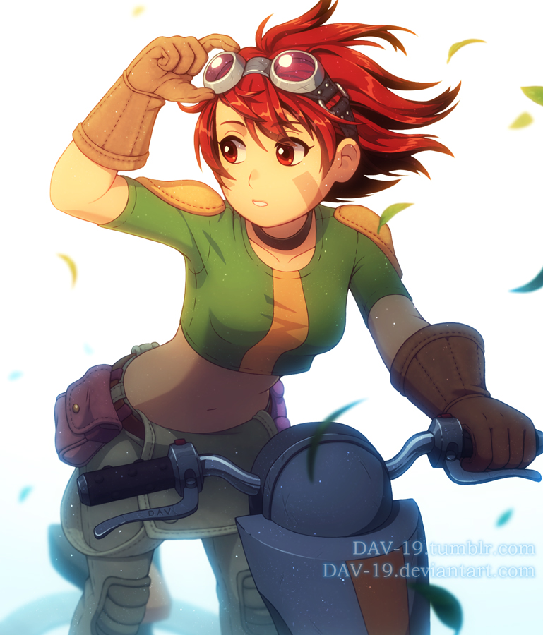 1girl, choker, dav-19, eva_wei, facial_mark, female_focus, gloves, goggles