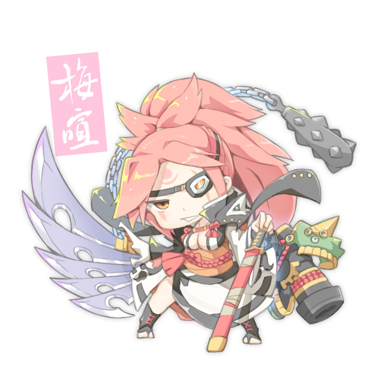baiken, chibi, facial_tattoo, guilty_gear, guilty_gear_xrd, japanese_clothes, katana, kimono