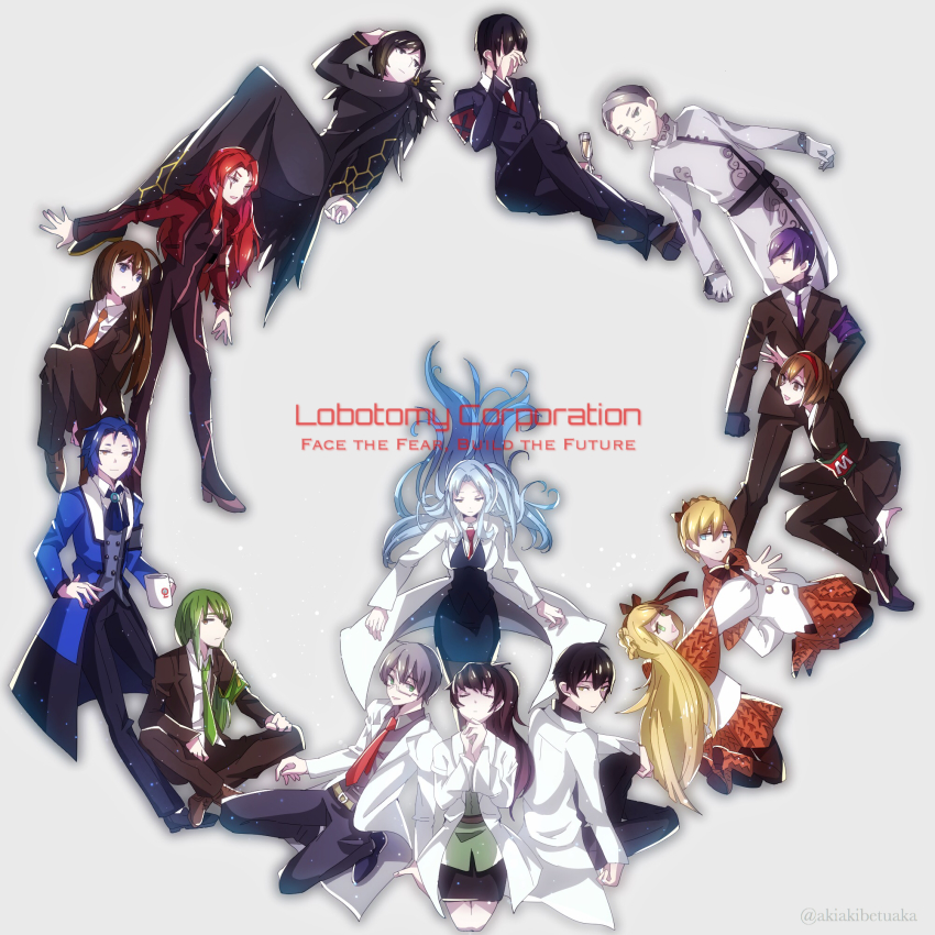 6+boys, 6+girls, ahoge, alice-626-j, angela_(project_moon), armband, ayin_(project_moon), binah_(project_moon)