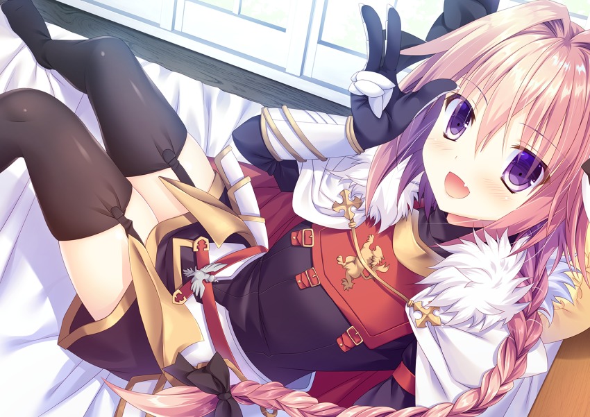 1boy, astolfo_(fate), astolfo_(rider)_(fate), black_bow, black_ribbon, board_game, bow, braid