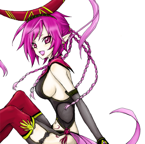 1girl, bad_id, bad_pixiv_id, braid, chaki_(chackiin), da_ji, da_ji_(musou_orochi), demon