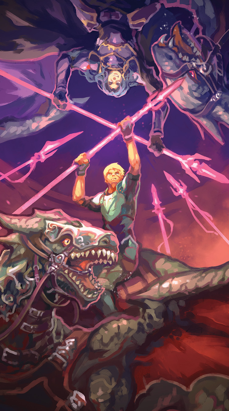 2boys, armor, blonde_hair, blue_hair, breastplate, cape, cormag_(fire_emblem), dragon