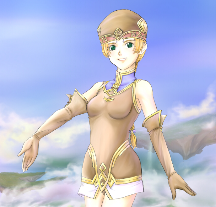 b-saku, bad_id, bad_pixiv_id, blonde_hair, braid, elbow_gloves, frei_(valkyrie_profile), gloves