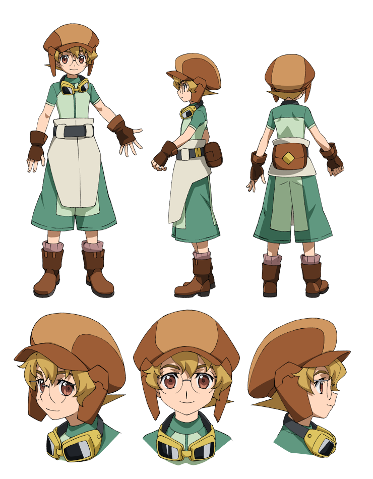 10s, 1boy, apron, boots, brown_eyes, brown_hair, fingerless_gloves, full_body