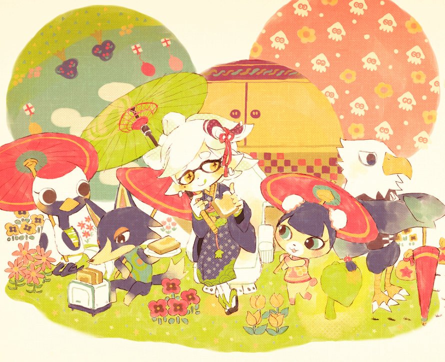 animal, animal_crossing, apollo_(animal_crossing), bird, crossover, eagle, gladys_(animal_crossing), marie_(splatoon)