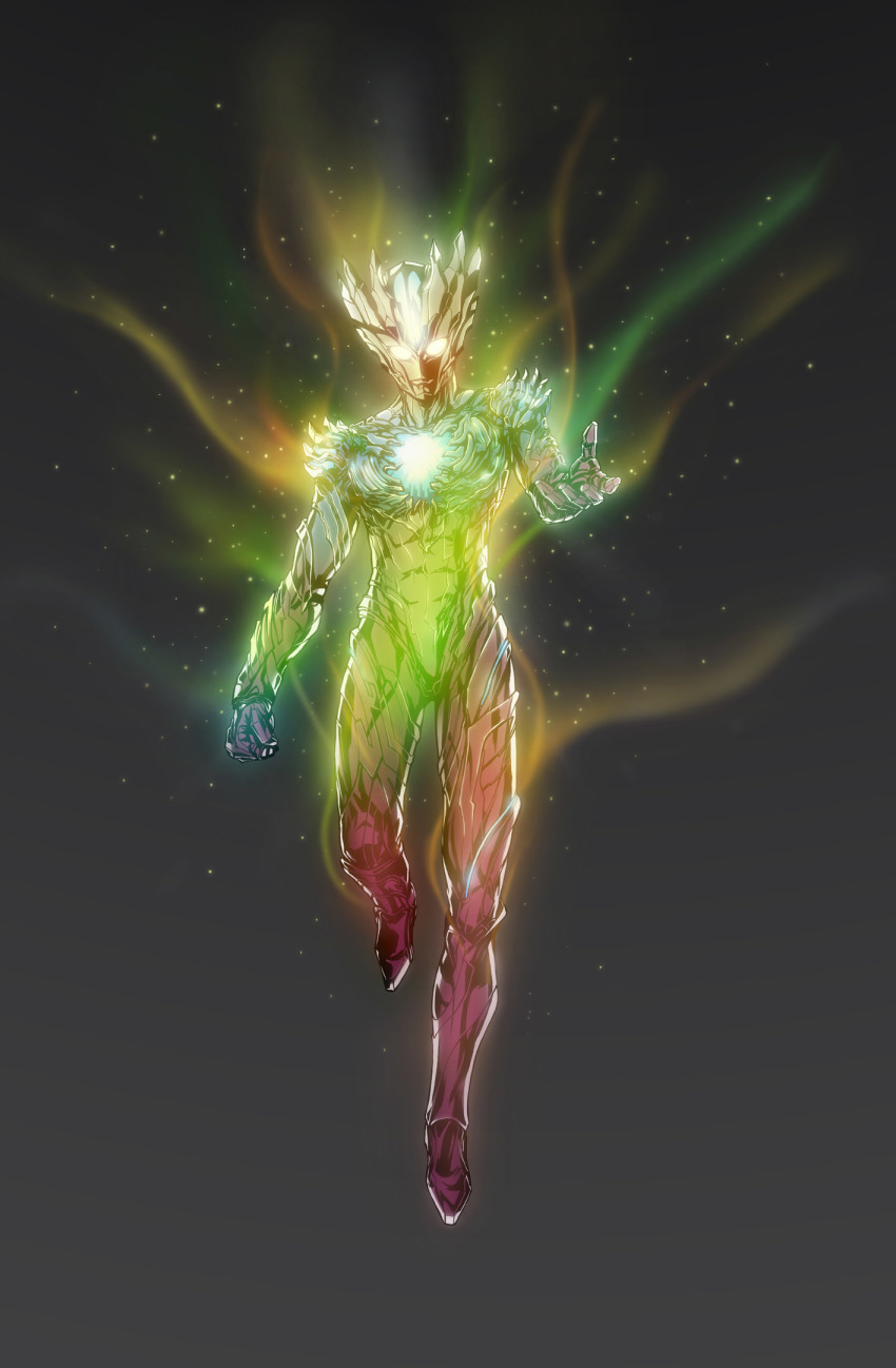1boy, armor, bai_wang, colorful, floating, full_armor, full_body, glowing
