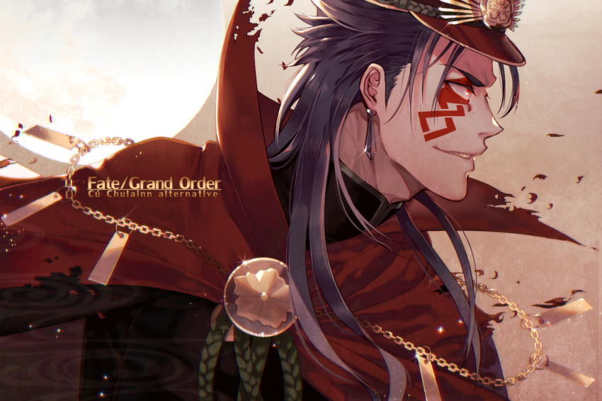 1boy, aiguillette, blue_hair, brooch, cape, character_name, copyright_name, cosplay