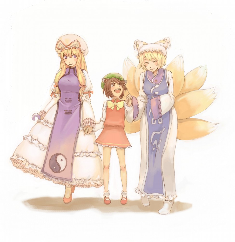 3girls, :d, animal_ears, animal_hat, bad_id, bad_pixiv_id, bare_legs, blonde_hair