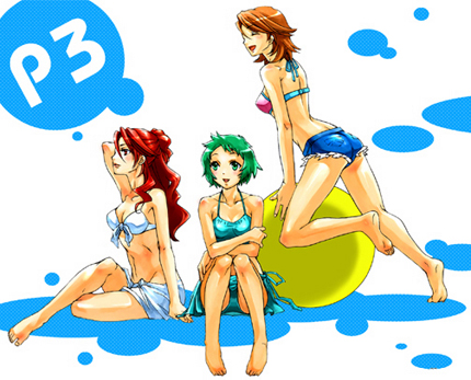 atlus, barefoot, bikini, feet, kirijou_mitsuru, kotobuki_toro, lowres, official_alternate_costume