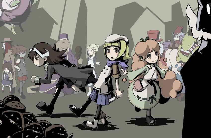 6+girls, absurdres, alumel, bag, barnaby_(osawari_tantei), beeworks, beret, blonde_hair