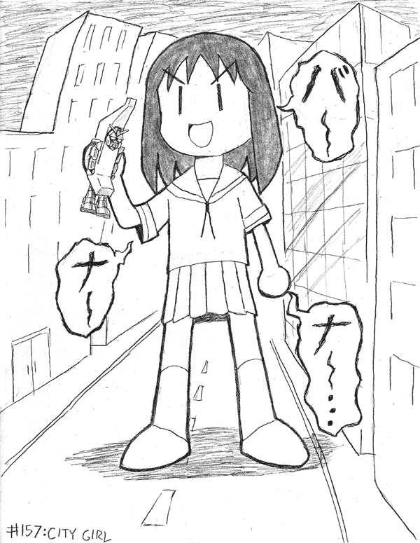 1girl, azumanga_daiou, banana, banana_phone, bananaphone, female_focus, food, fruit