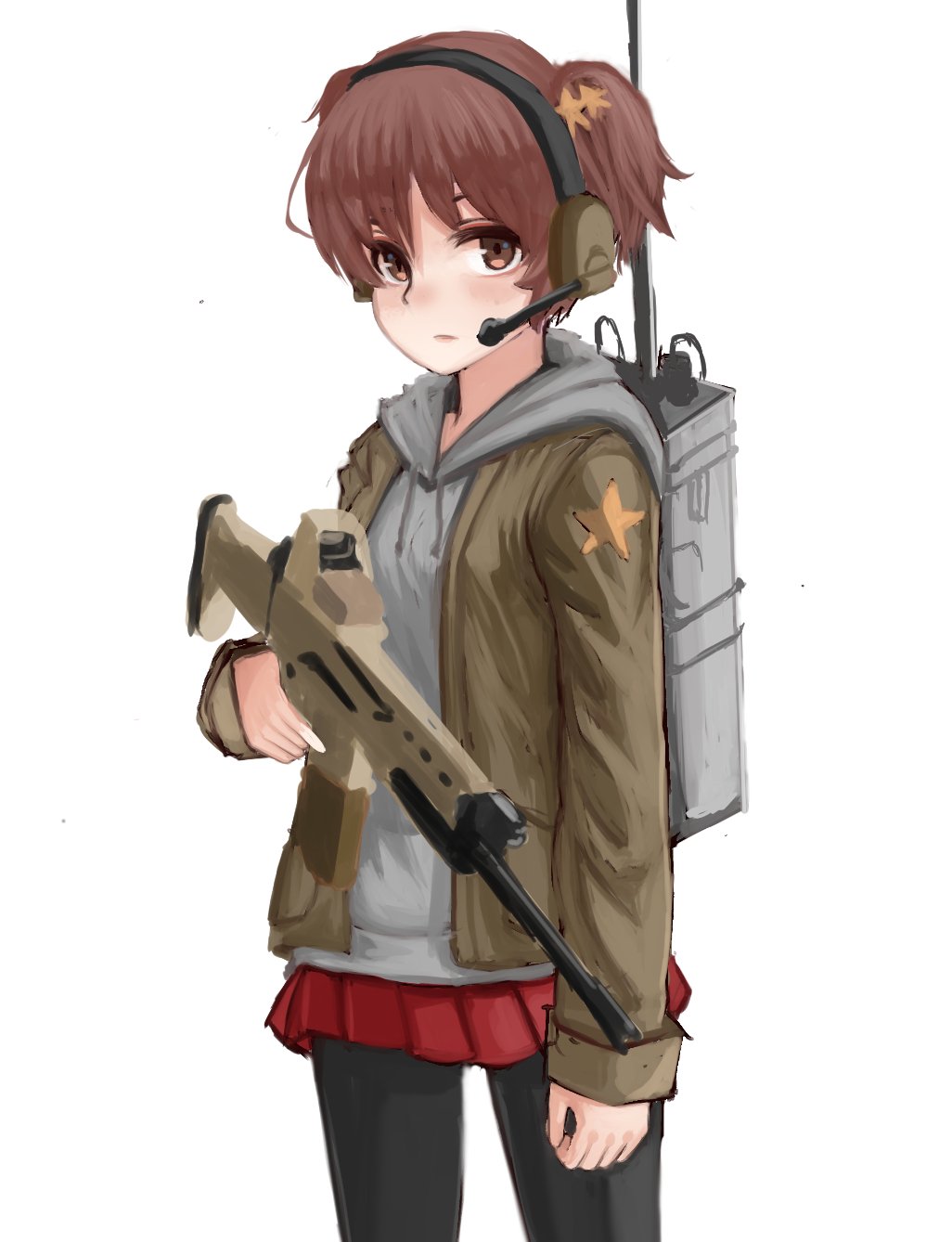 10s, 1girl, alisa_(girls_und_panzer), brown_eyes, brown_hair, drawing, female_focus, girls_und_panzer
