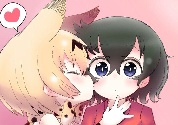 10s, 2girls, animal_ears, animal_print, bad_id, bad_twitter_id, black_hair, blonde_hair