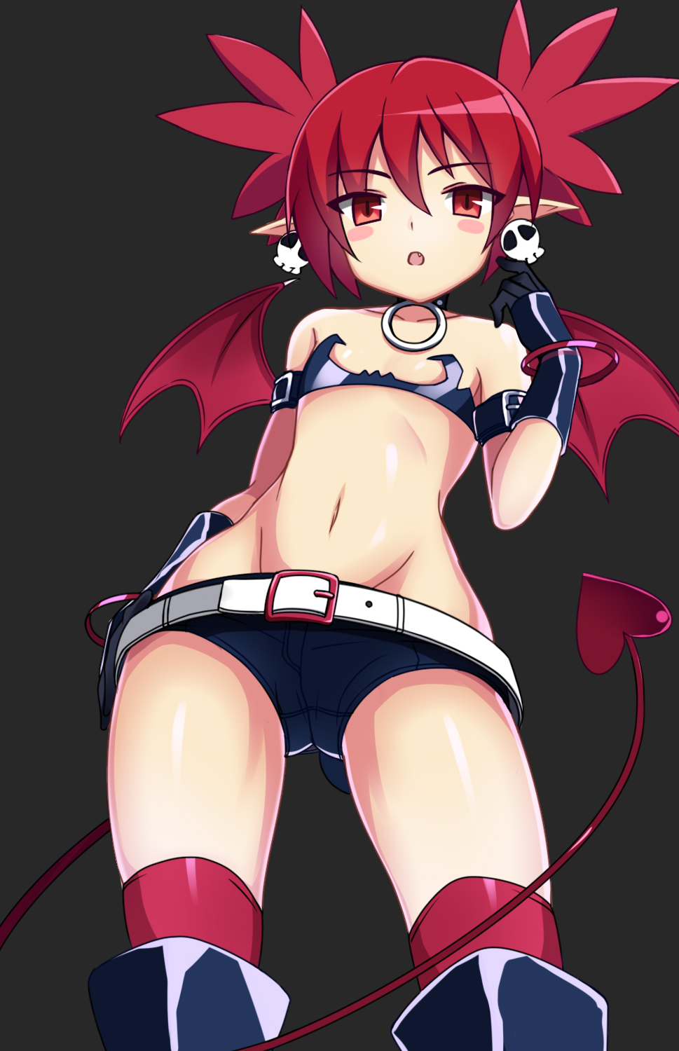 1girl, bare_shoulders, boots, bracelet, collar, demon_girl, demon_tail, demon_wings