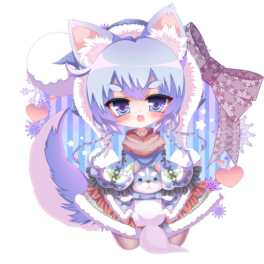 1girl, :d, absurdres, animal, animal_ear_fluff, animal_ears, animal_hug, beanie