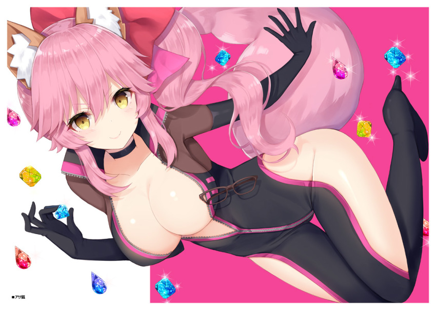 10s, 1girl, animal_ears, bad_id, bad_pixiv_id, black_bodysuit, black_choker, blue_gem