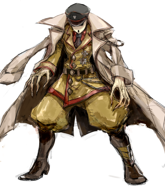 1boy, male_focus, military_uniform, notoro, overlord_(maruyama), pandora's_actor, simple_background, white_background