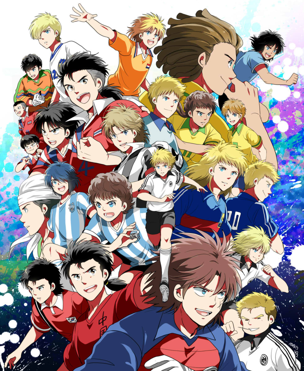 alan_pascal, black_eyes, blonde_hair, blue_eyes, blue_hair, brian_cruyfford, brothers, brown_hair, captain_tsubasa, carlos_santana, cha_in-cheon, chana_konsawatto, deuter_muller, dreadlocks, elle_sid_pierre, faran_konsawatto, gino_hernandez, gloves, hair_over_one_eye, hermann_kaltz, hiro_(minorstar), juan_diaz, karl-heinz_schneider, long_hair, louis_napoleon, luciano_leo, manfred_margus, mark_owairan, mouth_hold, multiple_boys, natureza, ponytail, ramon_victorino, ricardo_espadas, sakun_konsawatto, salvatore_gentile, scar, short_hair, shorts, shou_shunkou, siblings, singprasert_bunnark, smile, soccer_uniform, sportswear, stefan_levin, toothpick, turban