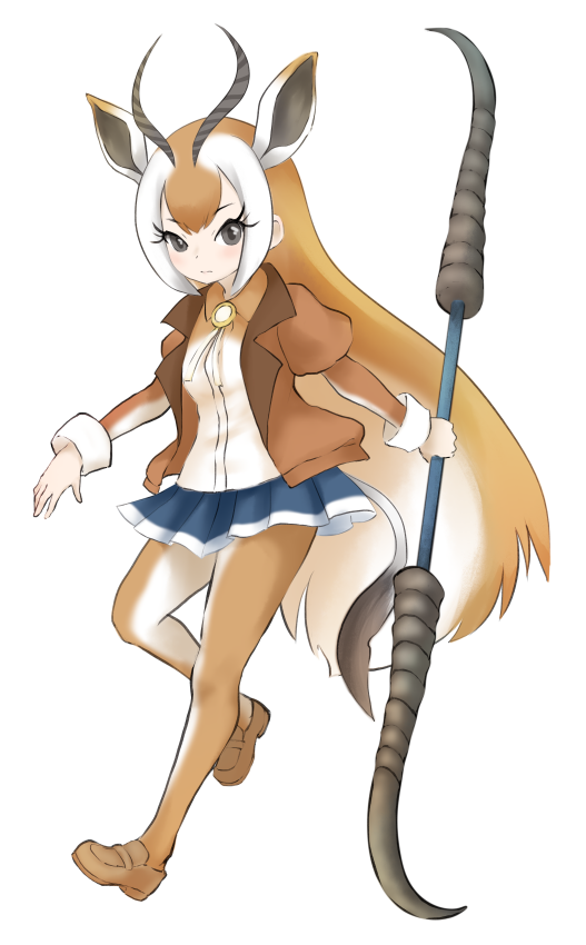 10s, 1girl, animal_ears, brown_eyes, female_focus, horns, ise_(0425), kemono_friends