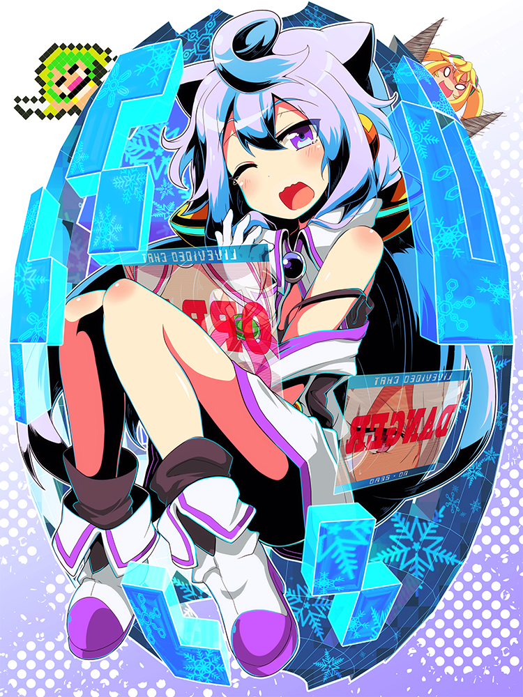 1boy, 4girls, ahoge, bare_shoulders, black_legwear, blonde_hair, blush, boots