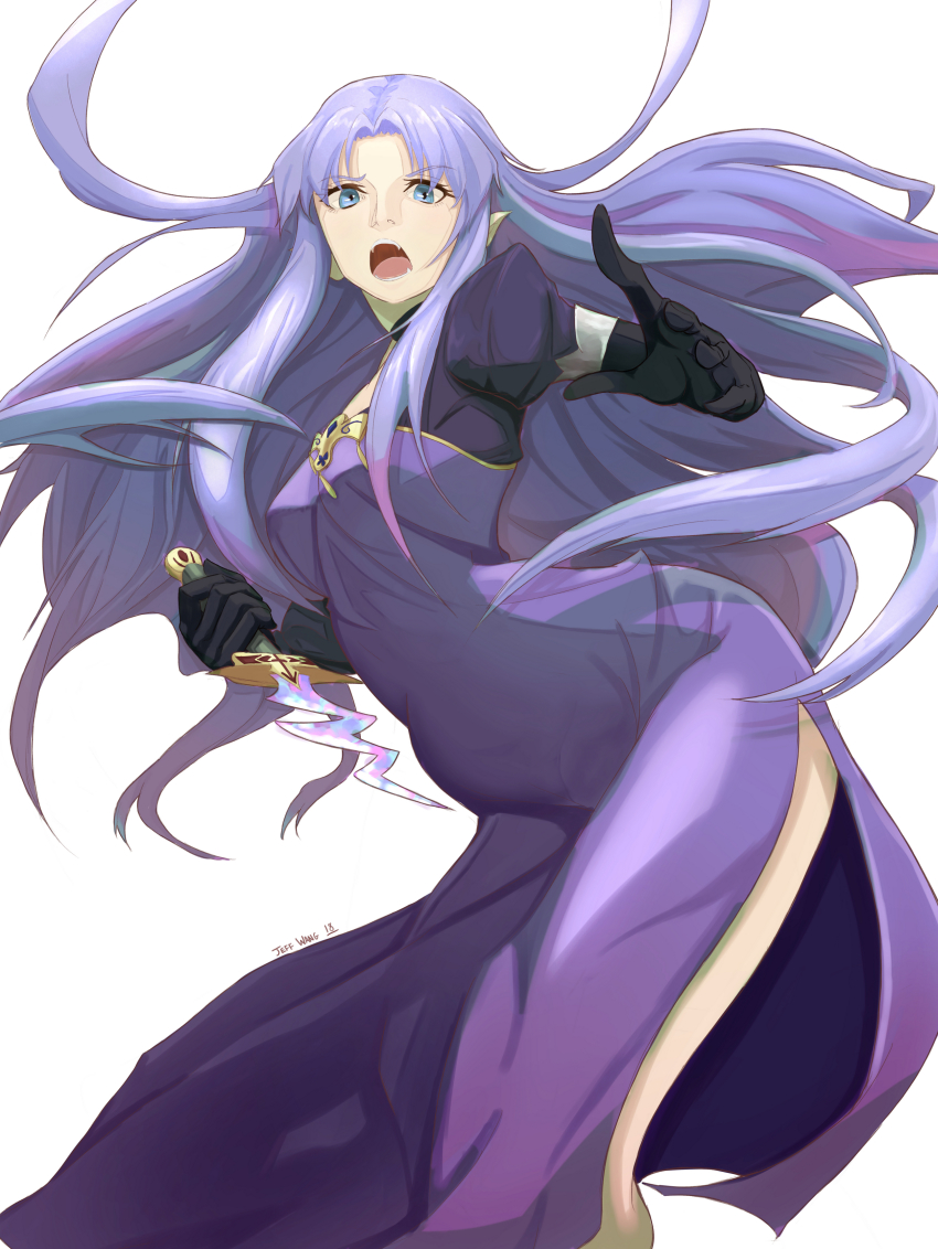 1girl, :o, absurdres, artist_name, azalea_(thenewhorde), black_gloves, blue_eyes, breasts